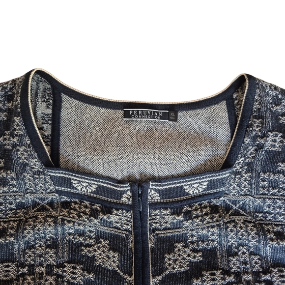 Peruvian Connection Size XL Knit Zip Catdigan Jacket Gray 100% Pima Cotton - Picture 3 of 8